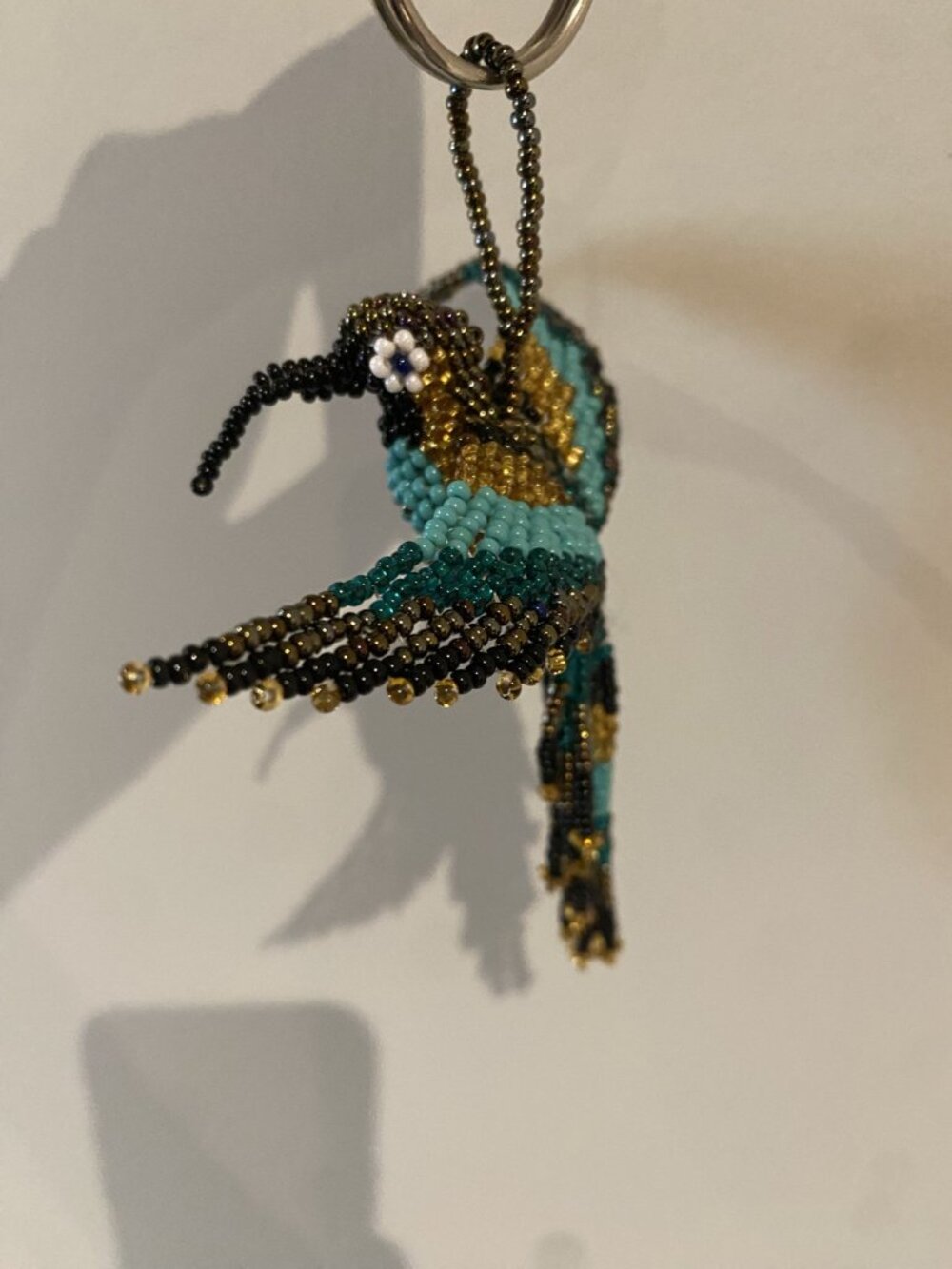 Handmade Beaded Hummingbird Keychain - Picture 3 of 3
